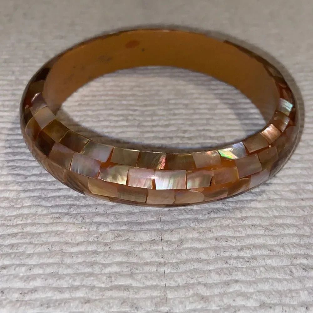 Vintage Art Deco wooden bangle bracelet - Picture 2 of 4